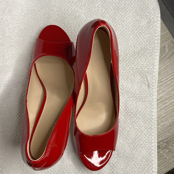 Red Hot Peep Toe Stiletto - Picture 3 of 4